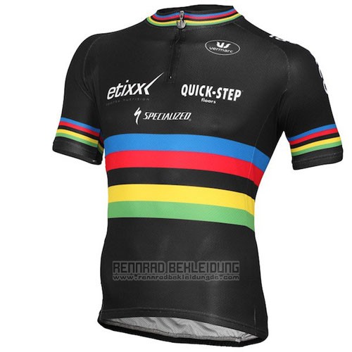 2016 Fahrradbekleidung UCI Weltmeister Lider Quick Step Shwarz Trikot Kurzarm und Tragerhose - zum Schließen ins Bild klicken